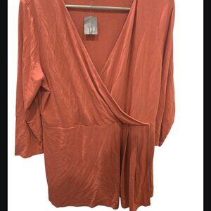 J.Jill Wearever Faux Wrap Top - Rust, Size M NWT